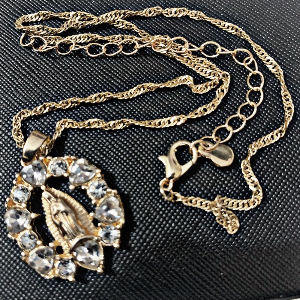 Virgin Mary Pendant Gold Chain Necklace